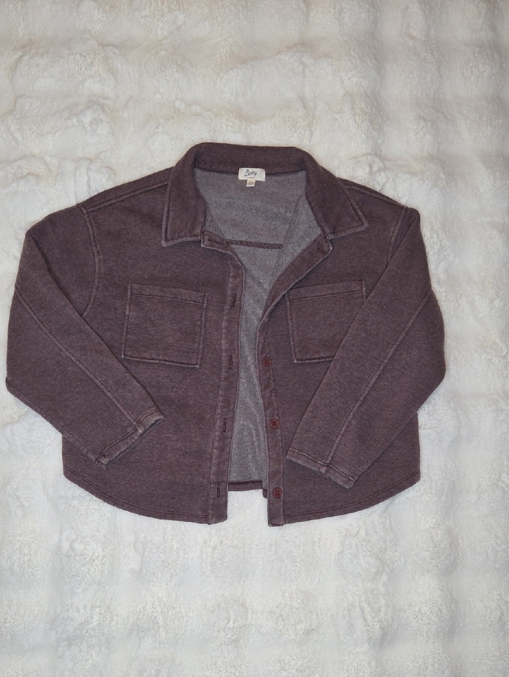 Cozy Dusty Plum Button-Up 3/4 Sleeve Women’s Sweater Jacket